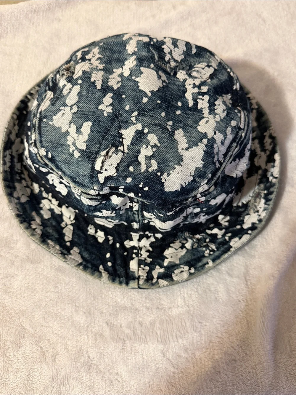 Denim & White Tie-Dye Bucket Hat